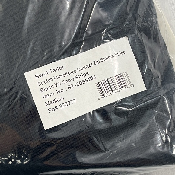NEW Swet Tailor 1/4 Zip M, L, XXL Black White Stretch Microfleece Slalom Stripe - Picture 4 of 16